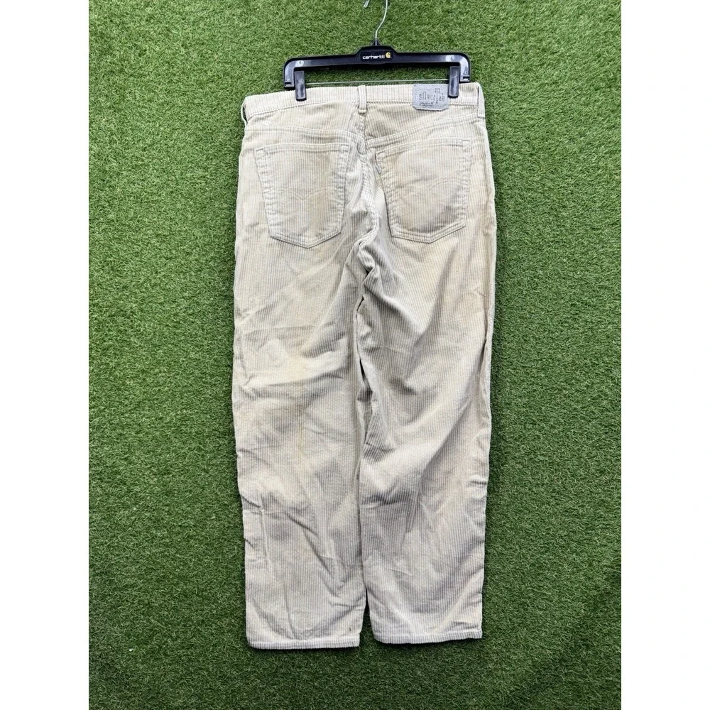 Vintage Levis SilverTab Baggy Corduroy Pants Mens 36x32 Cream White 90s Baggy